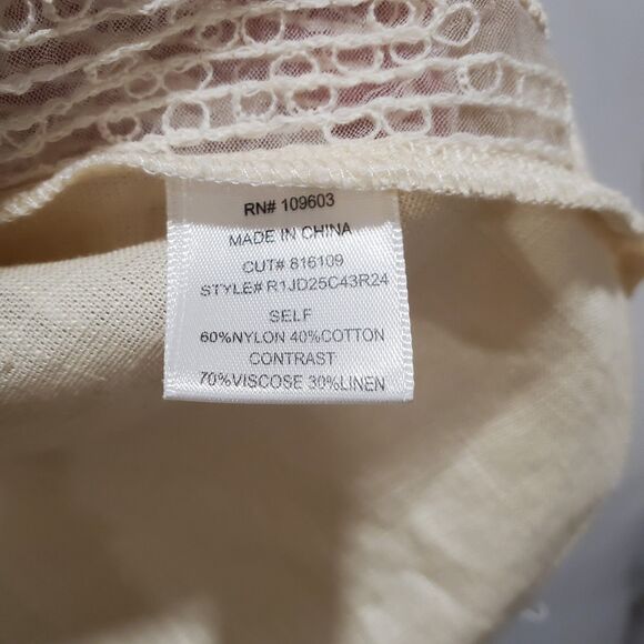 Rabbit Rabbit Designs Blouse Womens XL Crochet Lace Boho Sheer Floral Cream NWT - Picture 8 of 9